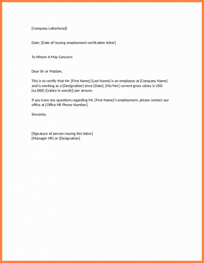Verification Letter Template 3 3 Salary Verification Letter Sample – Locksmithcovington Template