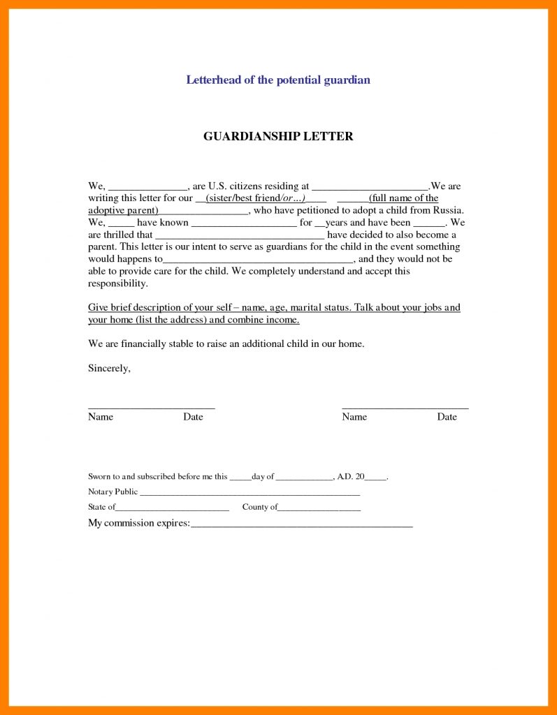 Guardianship Letter Sample | Free Letter Templates