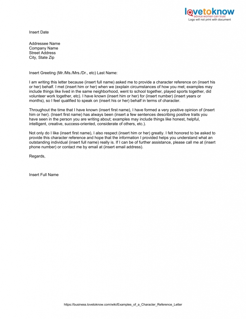 8+ Character Reference Letter Examples - Pdf | Examples