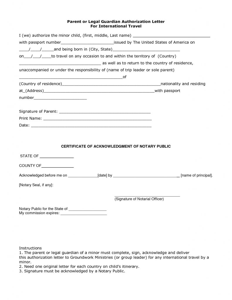 notarized letter of guardianship