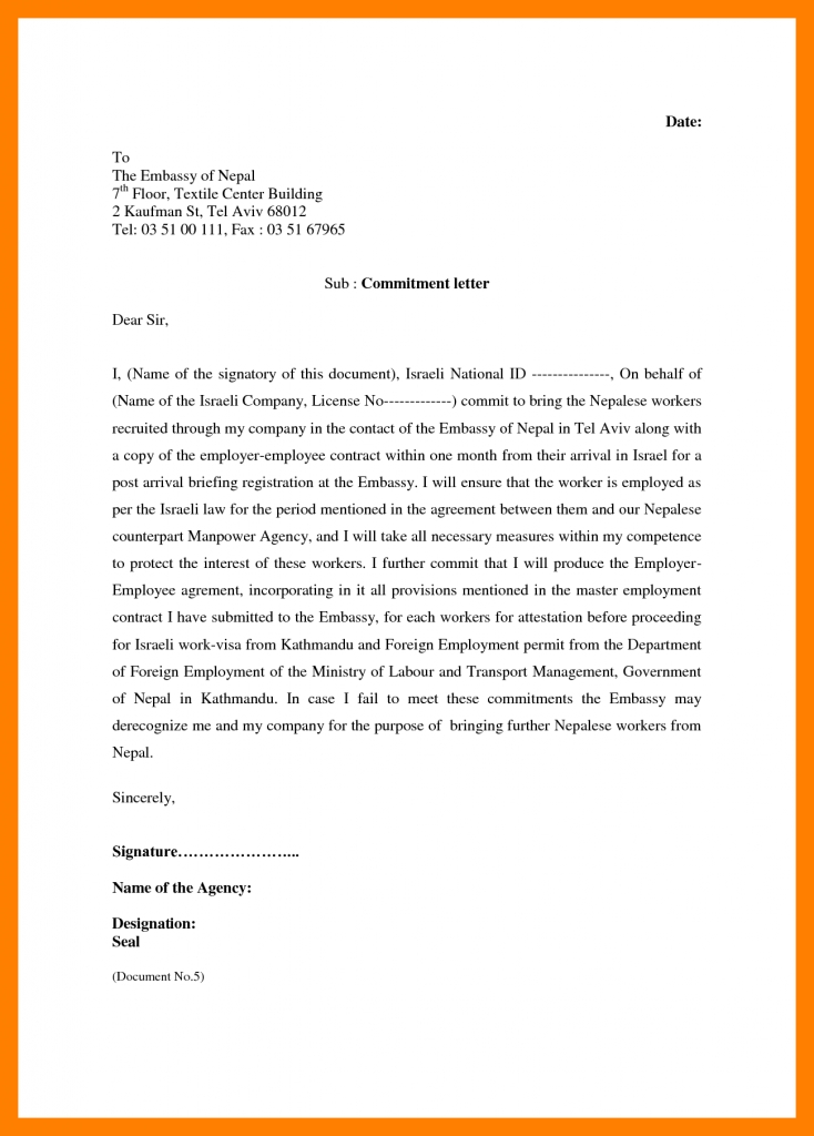 Commitment Letter Format Sample 6 - Fabulous-florida-keys