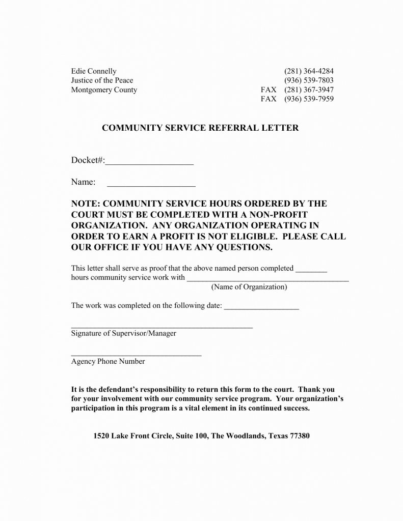 Court Ordered Community Service Letter Template Samples | Letter