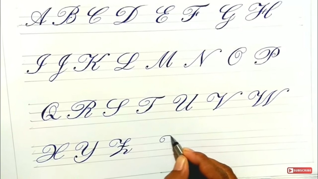 Cursive Writing Calligraphy A To Z Copperplate Capital Letters.