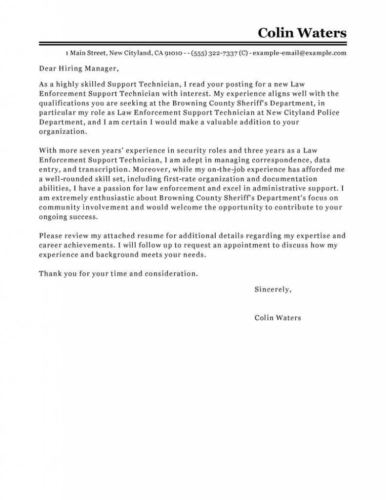 Law Enforcement Cover Letter | Free Letter Templates