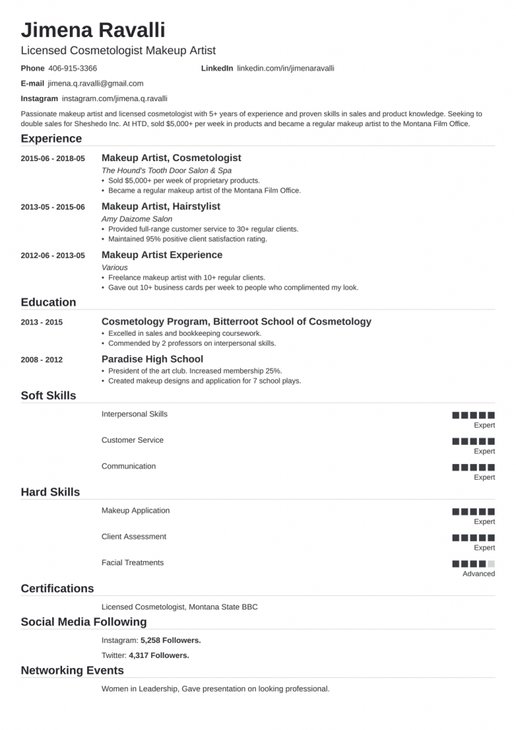 Makeup Artist Resume: Samples And Full Writing Guide [20+ Examples]