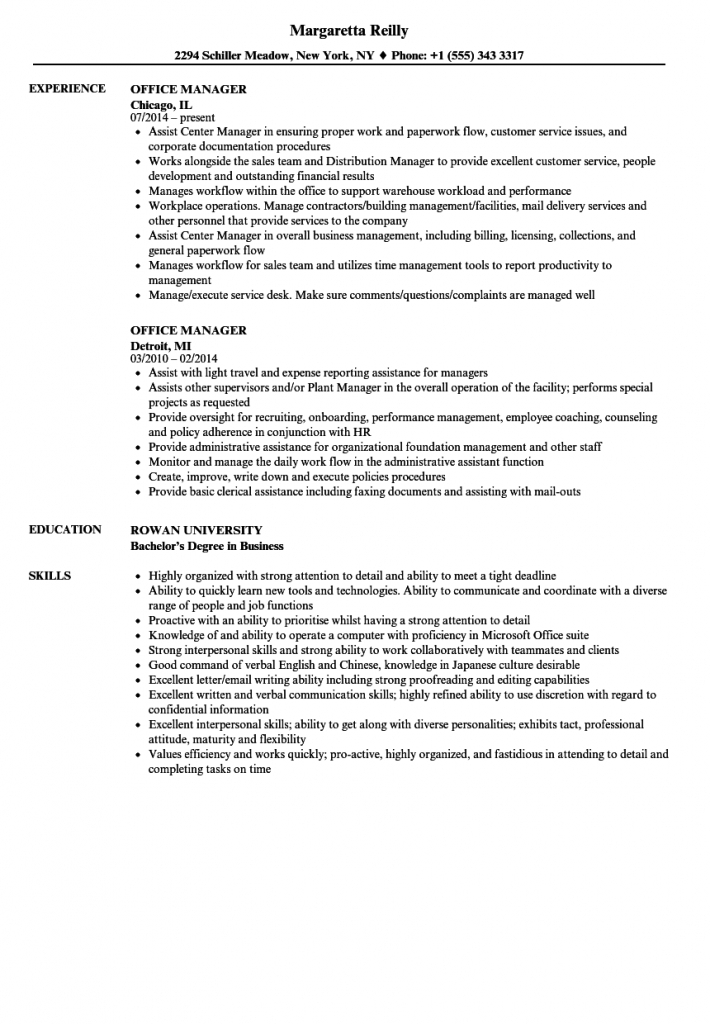 Office Manager Resume Samples | Velvet Jobs