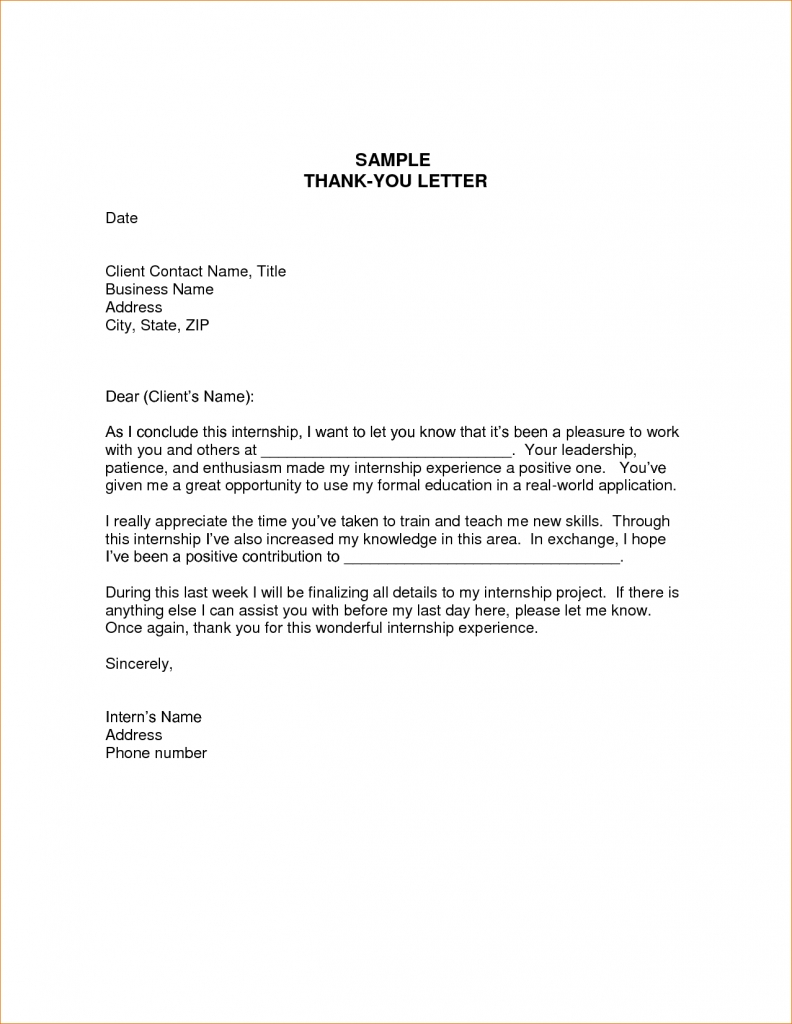 Post Internship Thank You Letter Best Photos Of Summer | Helpful