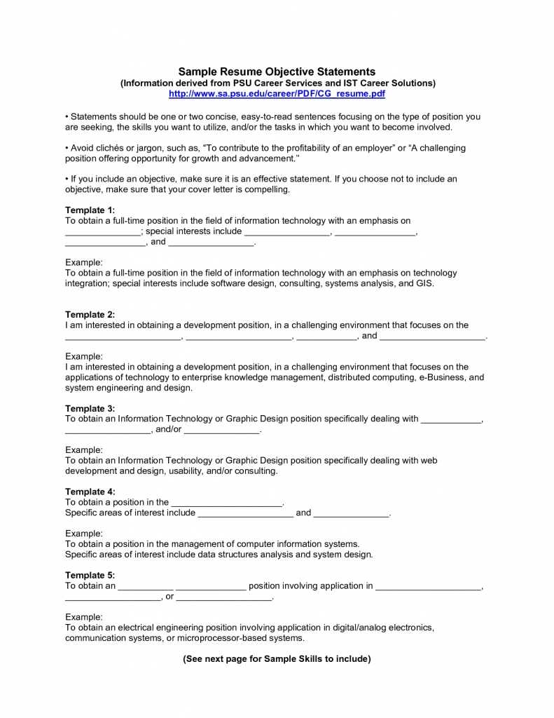 Sample Objective Statements Eymir Mouldings Co Resume Statement