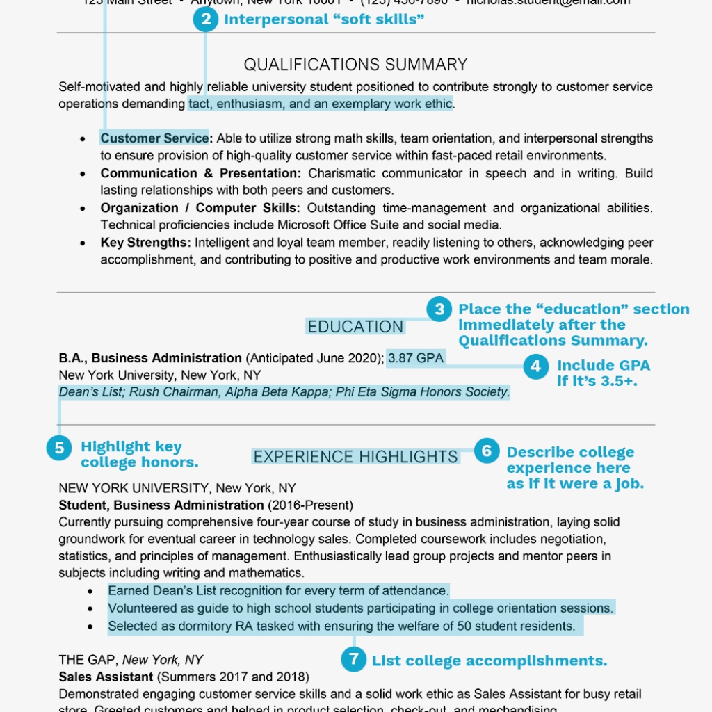 Student Resume Examples And Templates