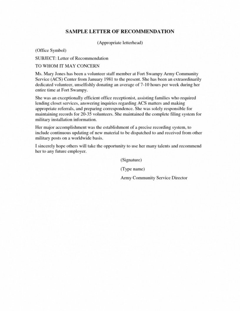 Sample Of Community Service Letter