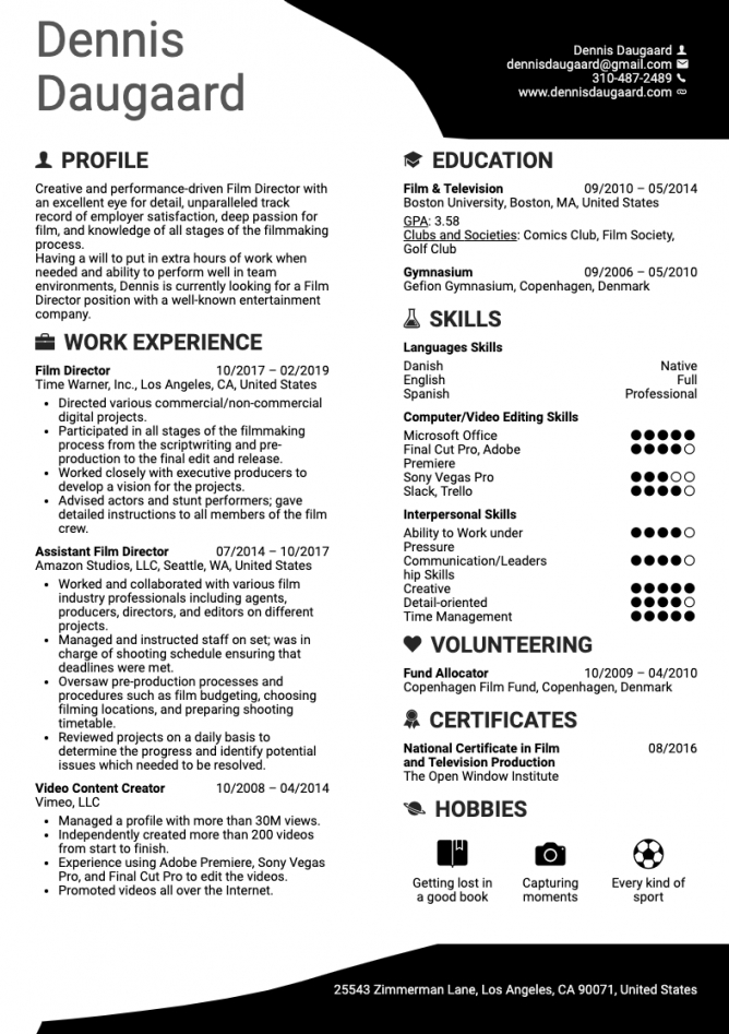 Art Resume Examples