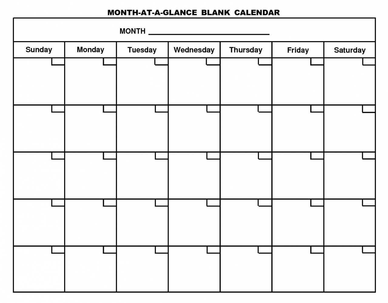 Month At A Glance Calendar Printable