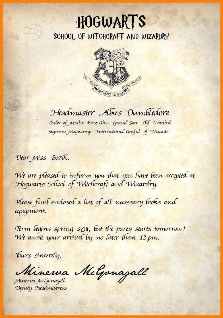 Harry Potter Acceptance Letter