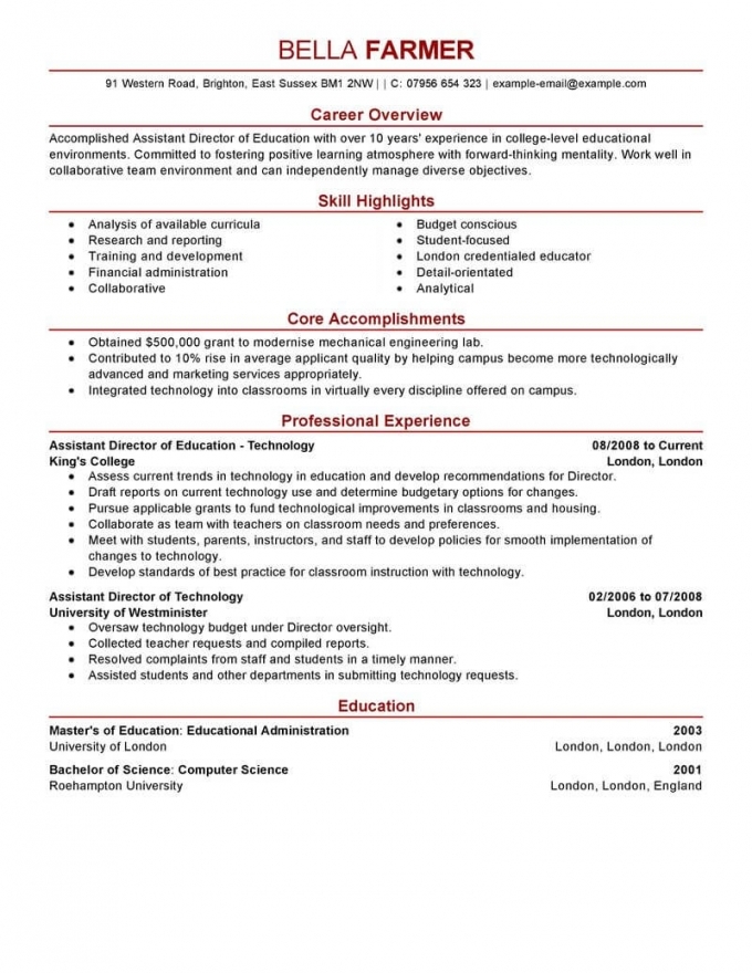Resume Examples For Teachers With Experience