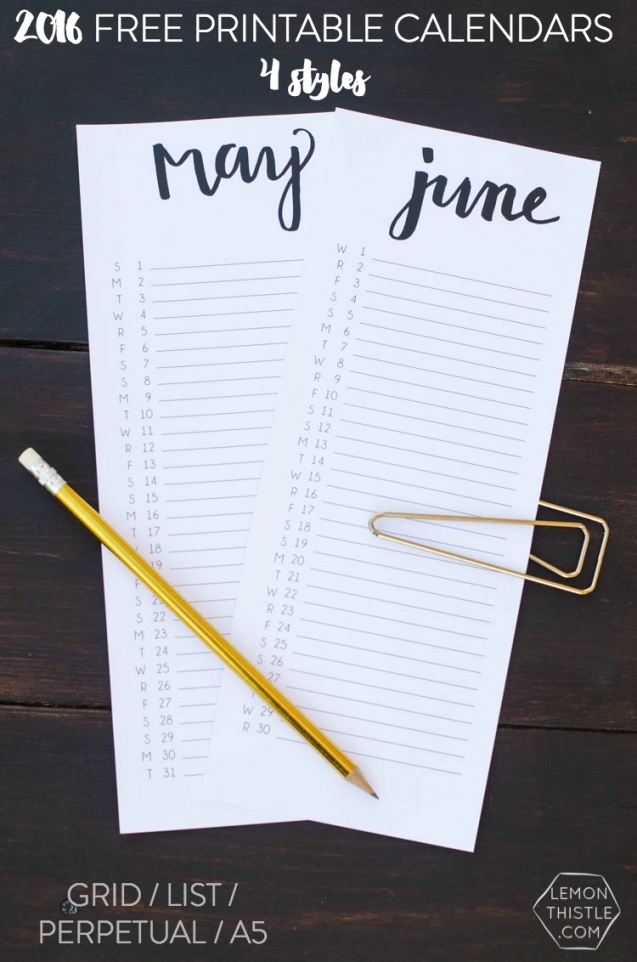 Free Perpetual Calendar Printable