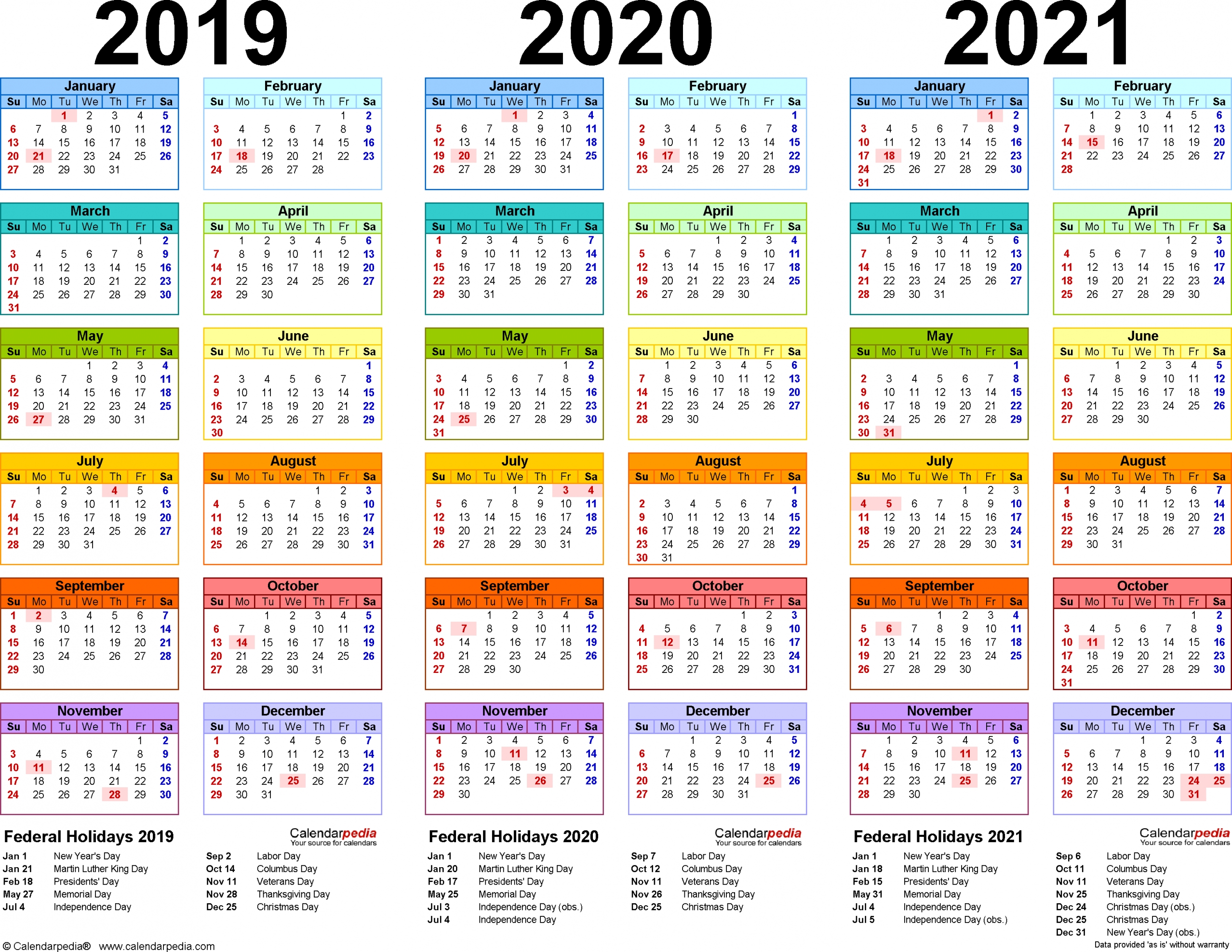 Multi Year Calendar Printable