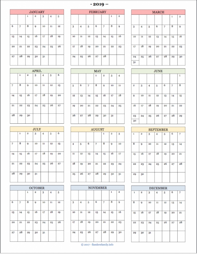 Printable Year At A Glance Calendar Printable Year At A Glance Calendar