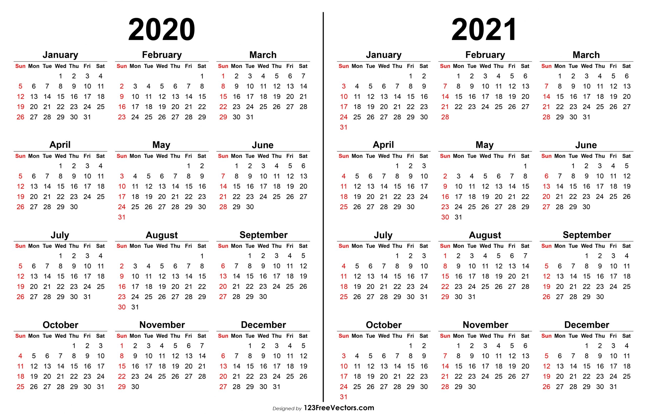 Printable Calendar 2020 And 2021 Free Letter Templates