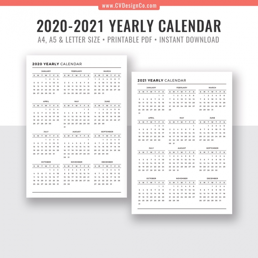 Printable Year At A Glance Calendar