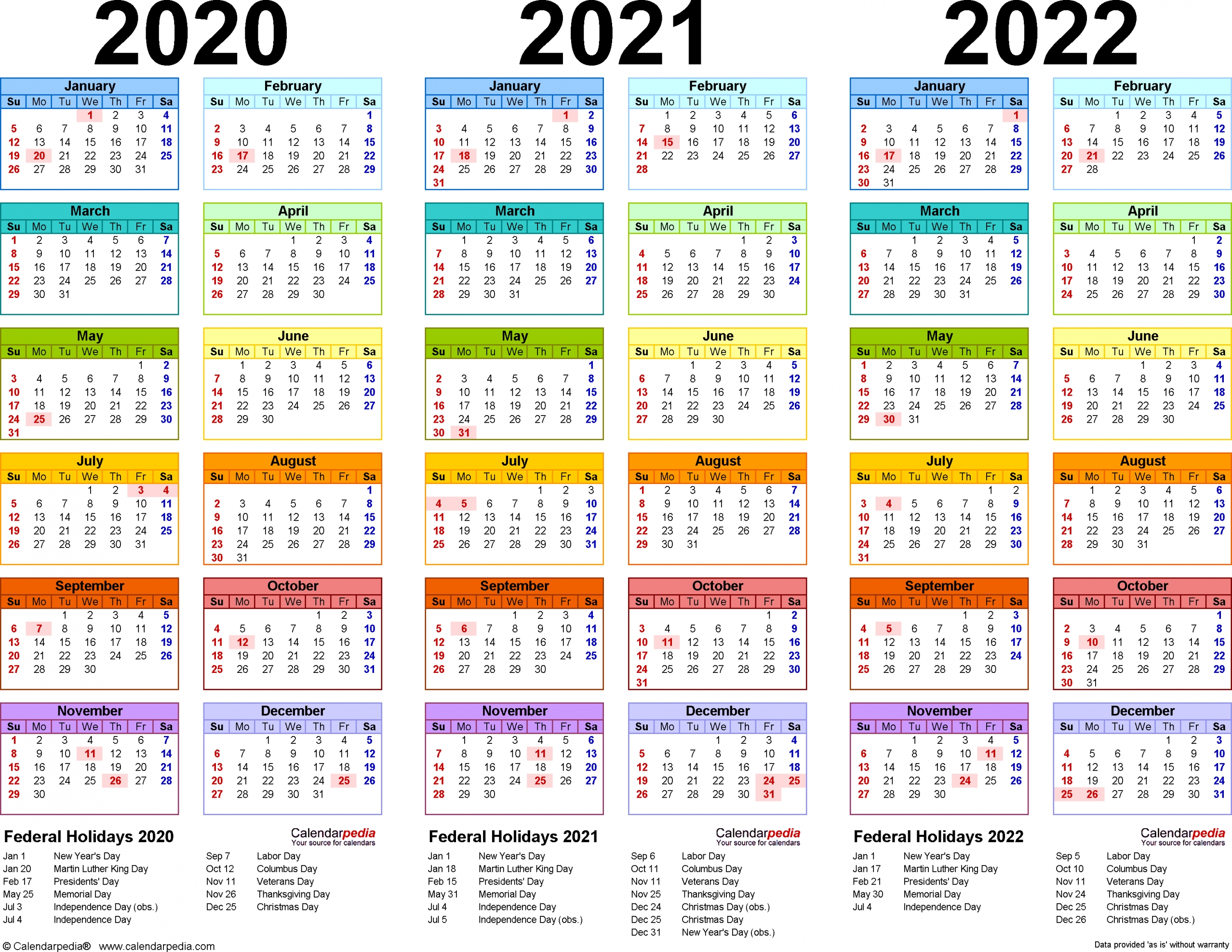 Calendar 2020 And 2021 Printable