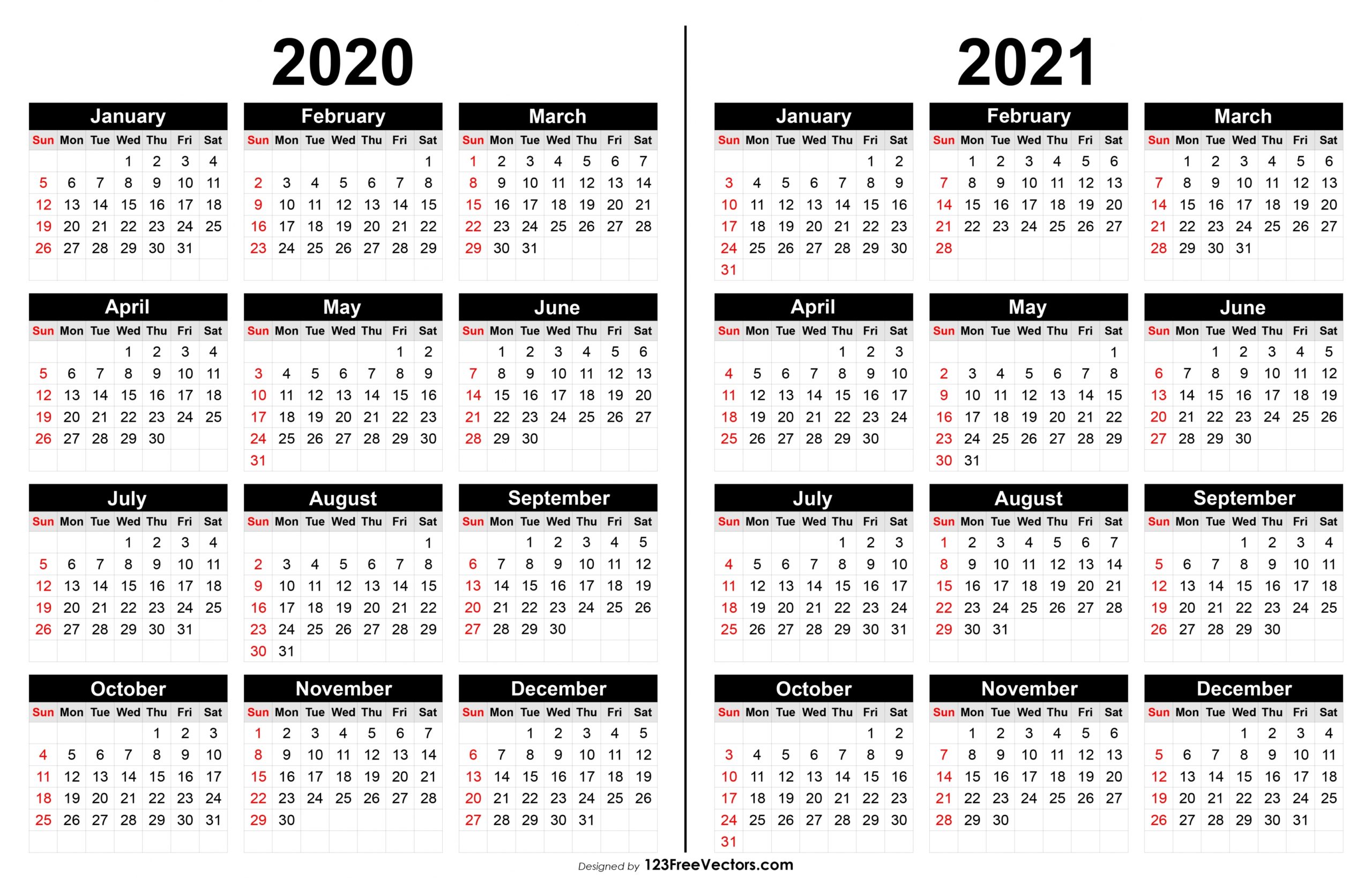 Printable Calendar 2020 And 2021 Free Letter Templates