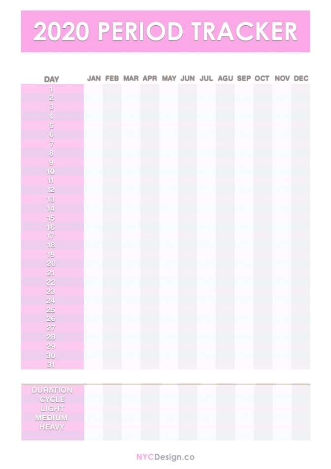 Menstrual Cycle Calendar Printable Menstrual Cycle Calendar Printable