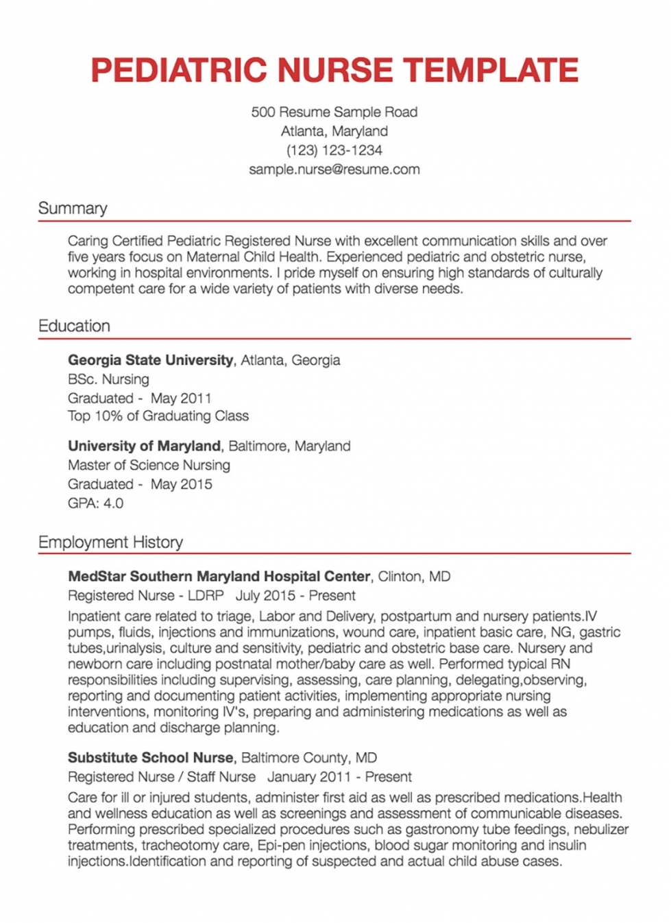 Example Of Registered Nurse Resume