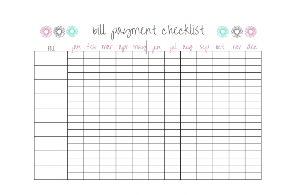 Bill Pay Calendar Printable