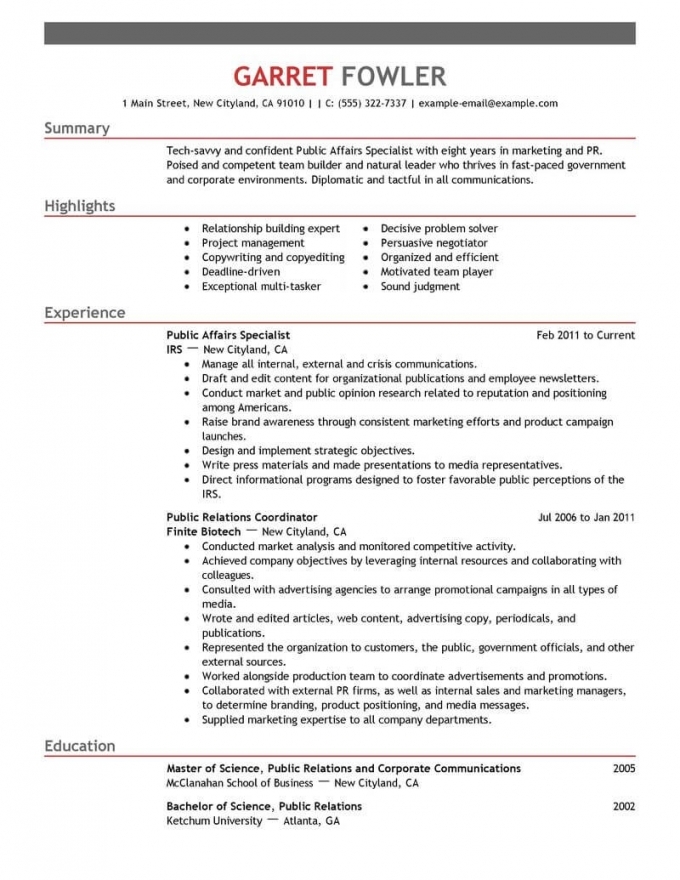 Government Resumes Examples