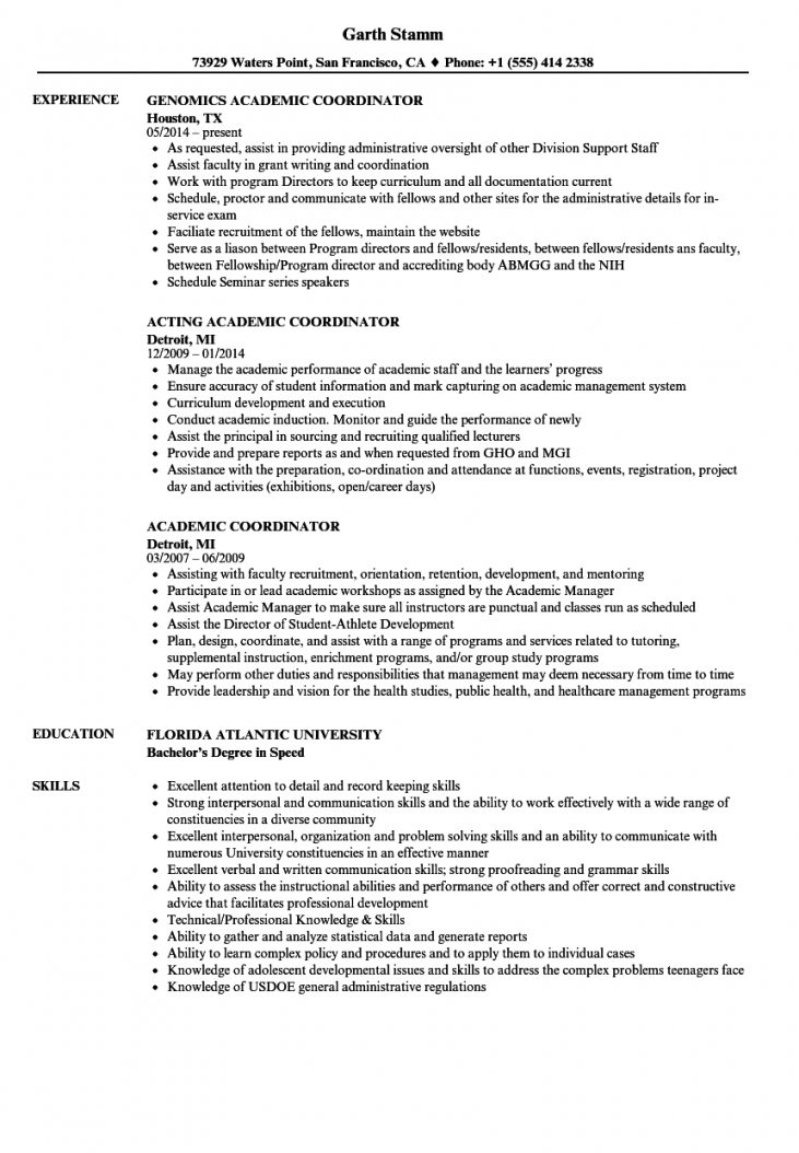 Academic Resume Examples