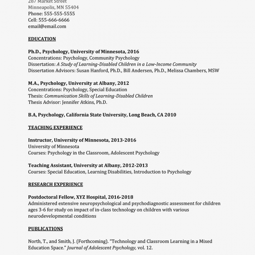 Academic Resume Examples