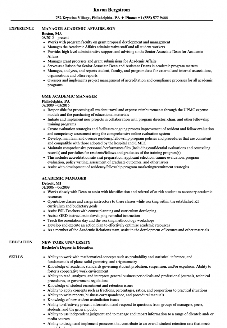 Academic Resume Examples