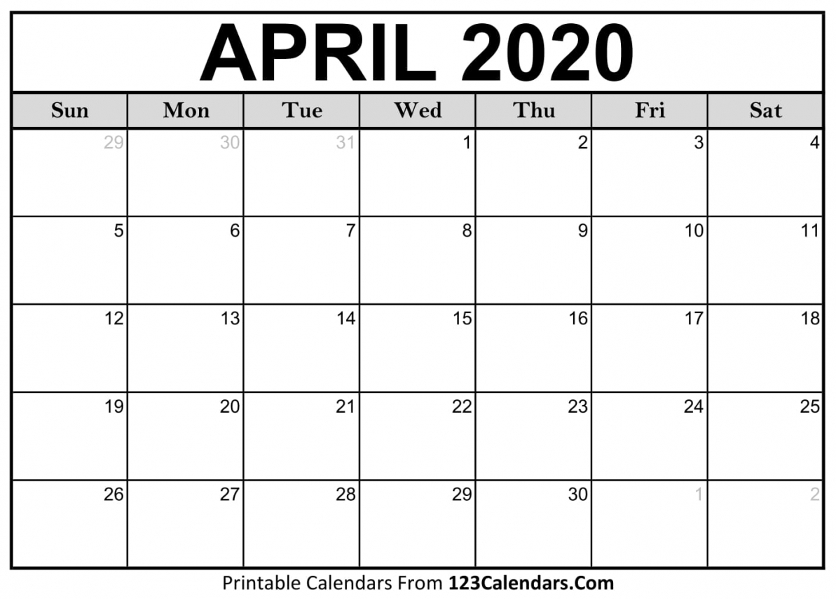 April 2020 Calendar Printable April 2020 Calendar Printable