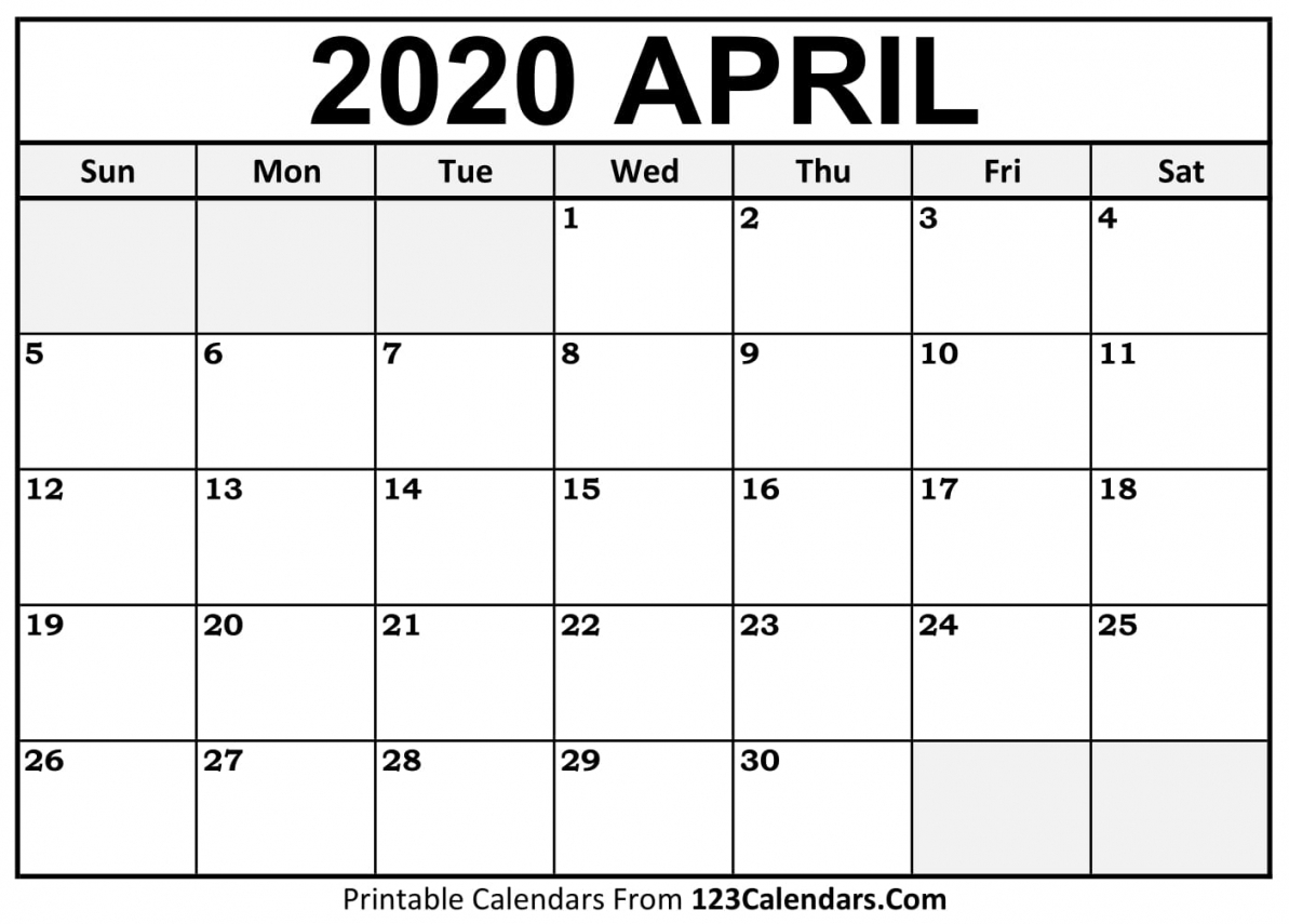 April 2020 Calendar Printable April 2020 Calendar Printable