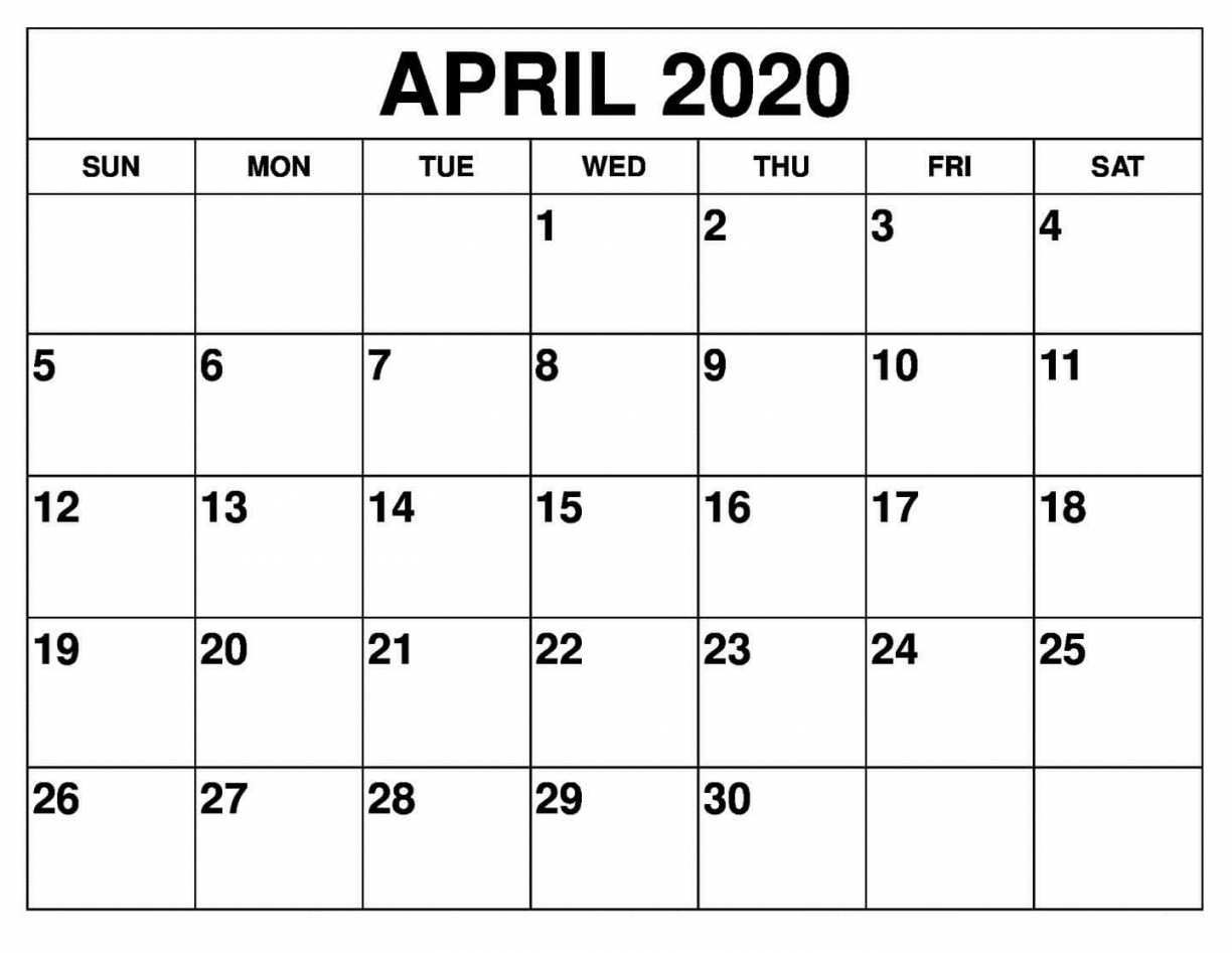 April 2020 Printable Calendar April 2020 Printable Calendar