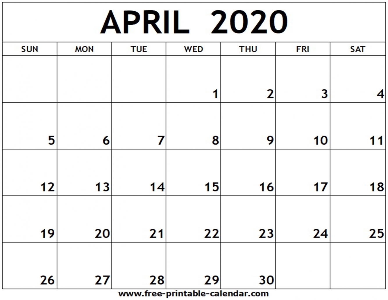 April Printable Calendar 2020 April Printable Calendar 2020