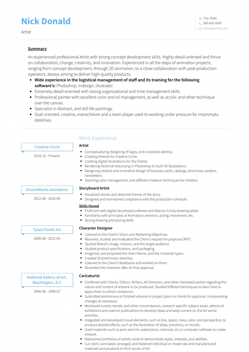 Art Resume Examples