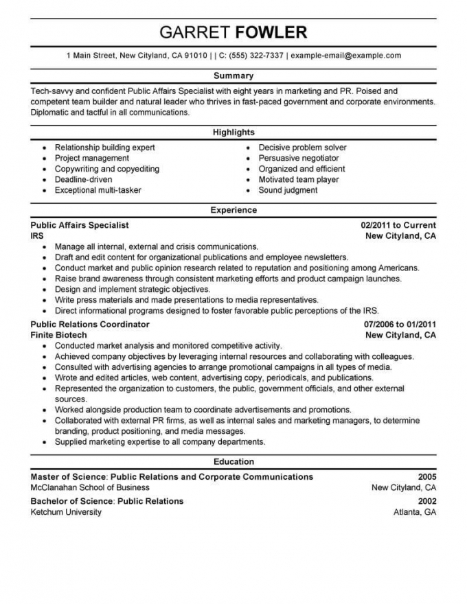 Government Resumes Examples