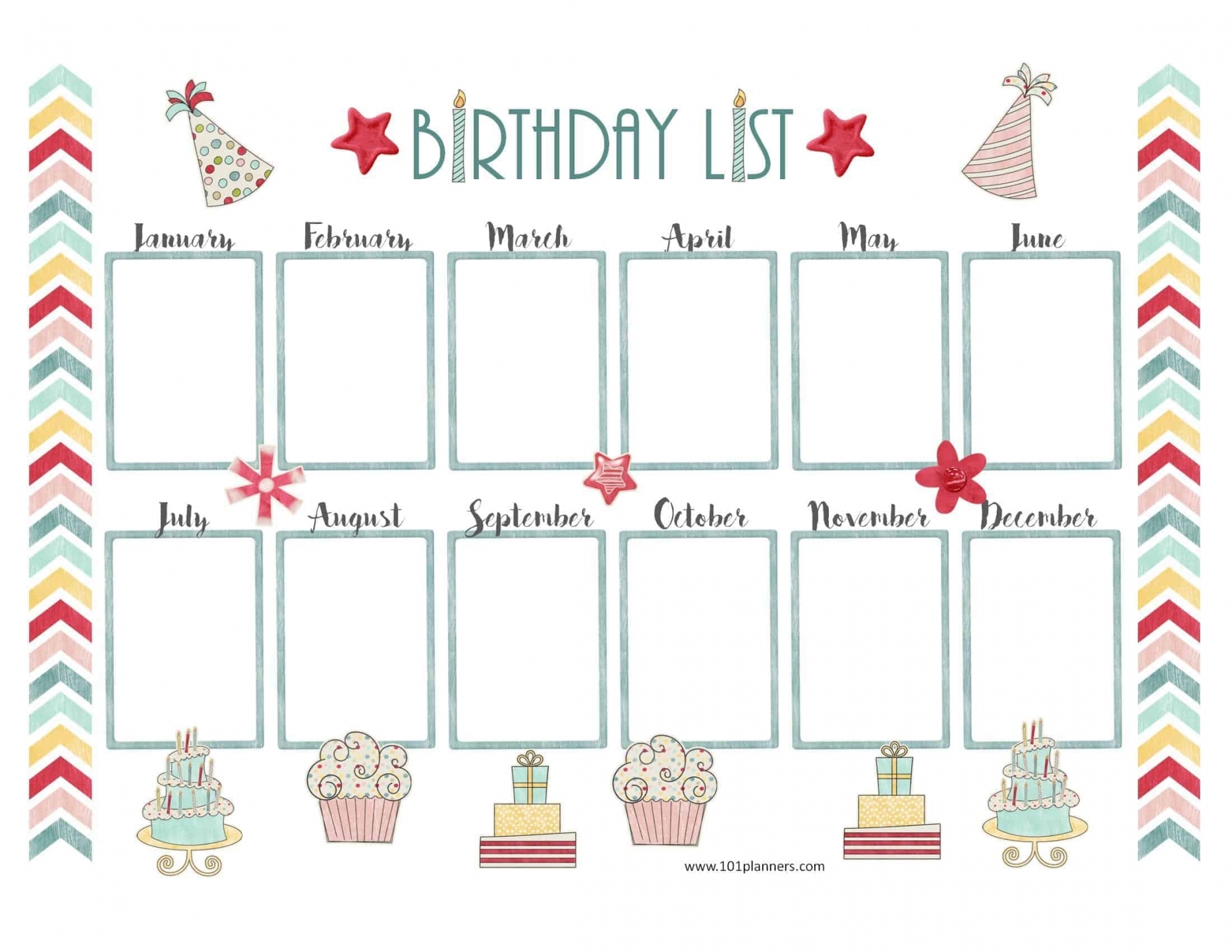 Printable Birthday Calendars 2020 Free Letter Templates