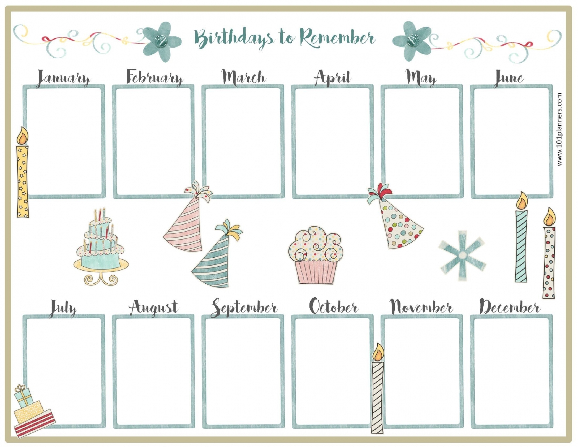 Birthday Calendar List Template