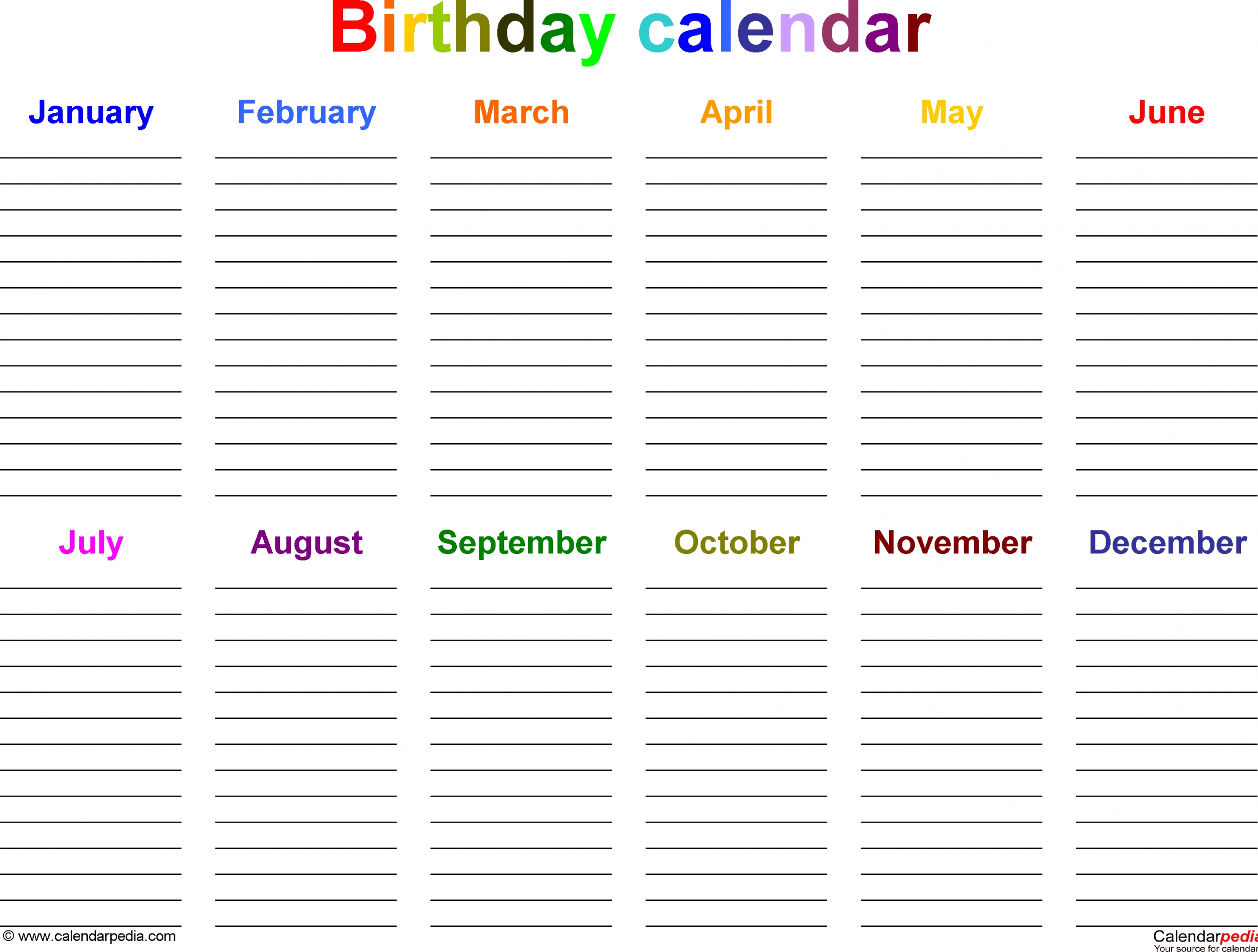 Printable Birthday Calendars 2020 Free Letter Templates