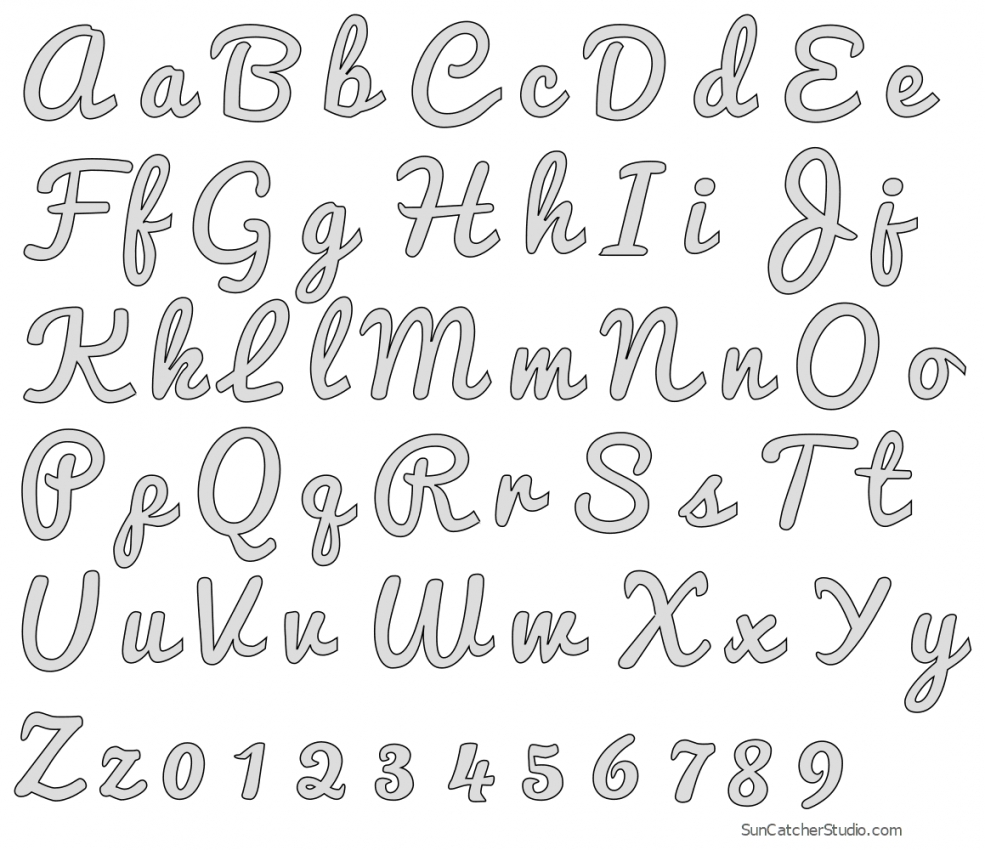 Bold Thick Script Letter Stencils (Number, And Alphabet