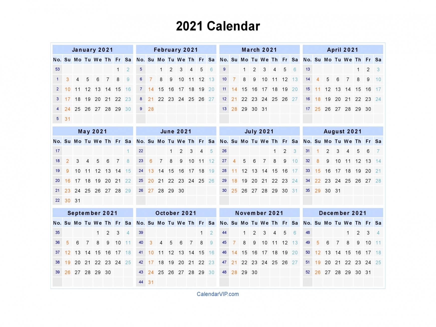 Weekly Calendar Printable 2021
