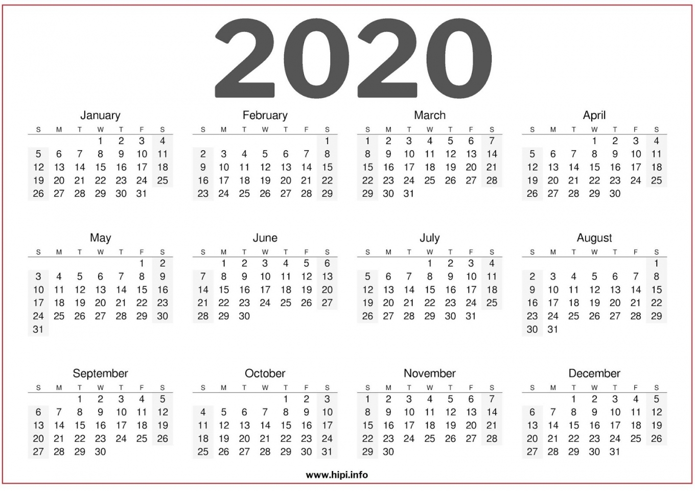 Printable A4 Calendar 2020 Free Letter Templates
