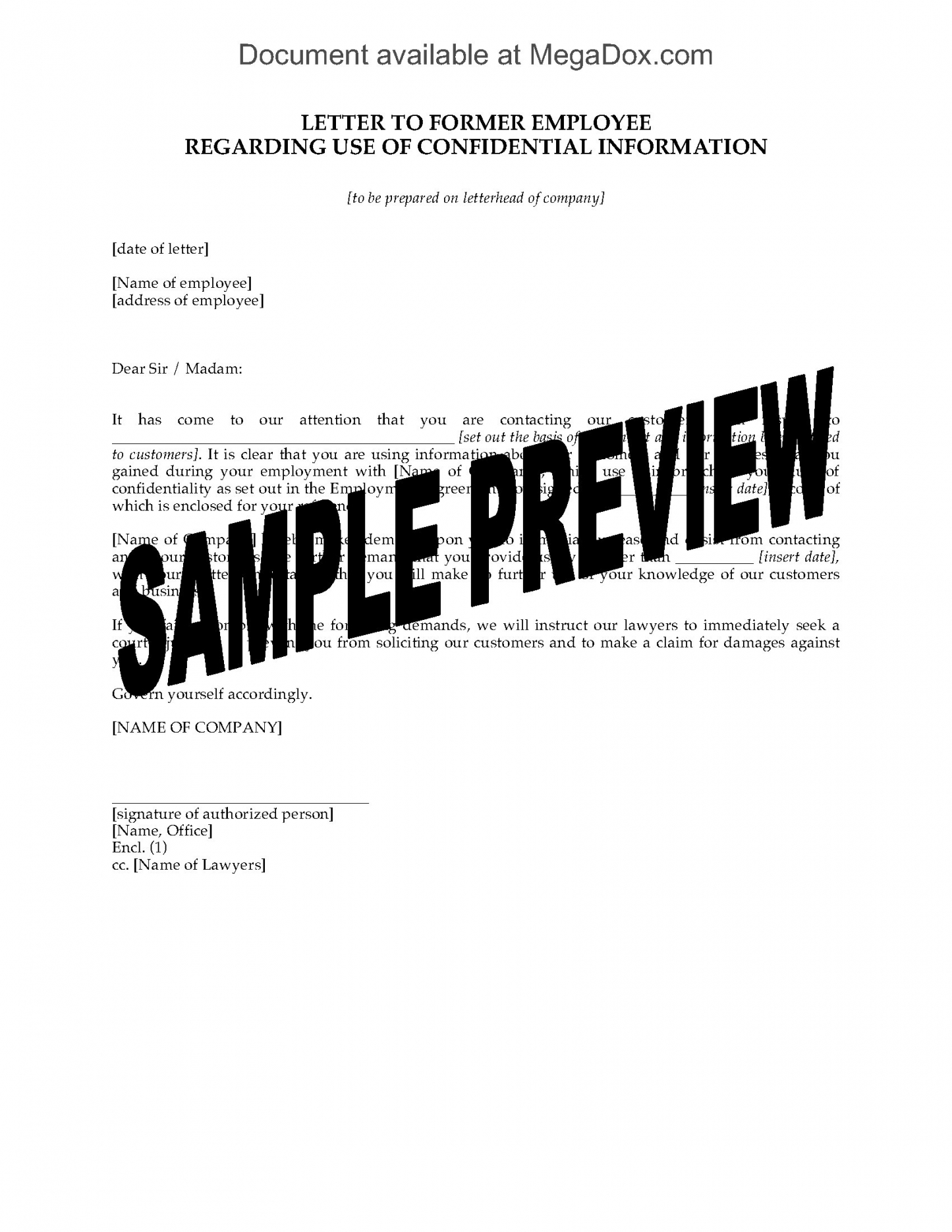 Sample Cease And Desist Letter To Former Employee