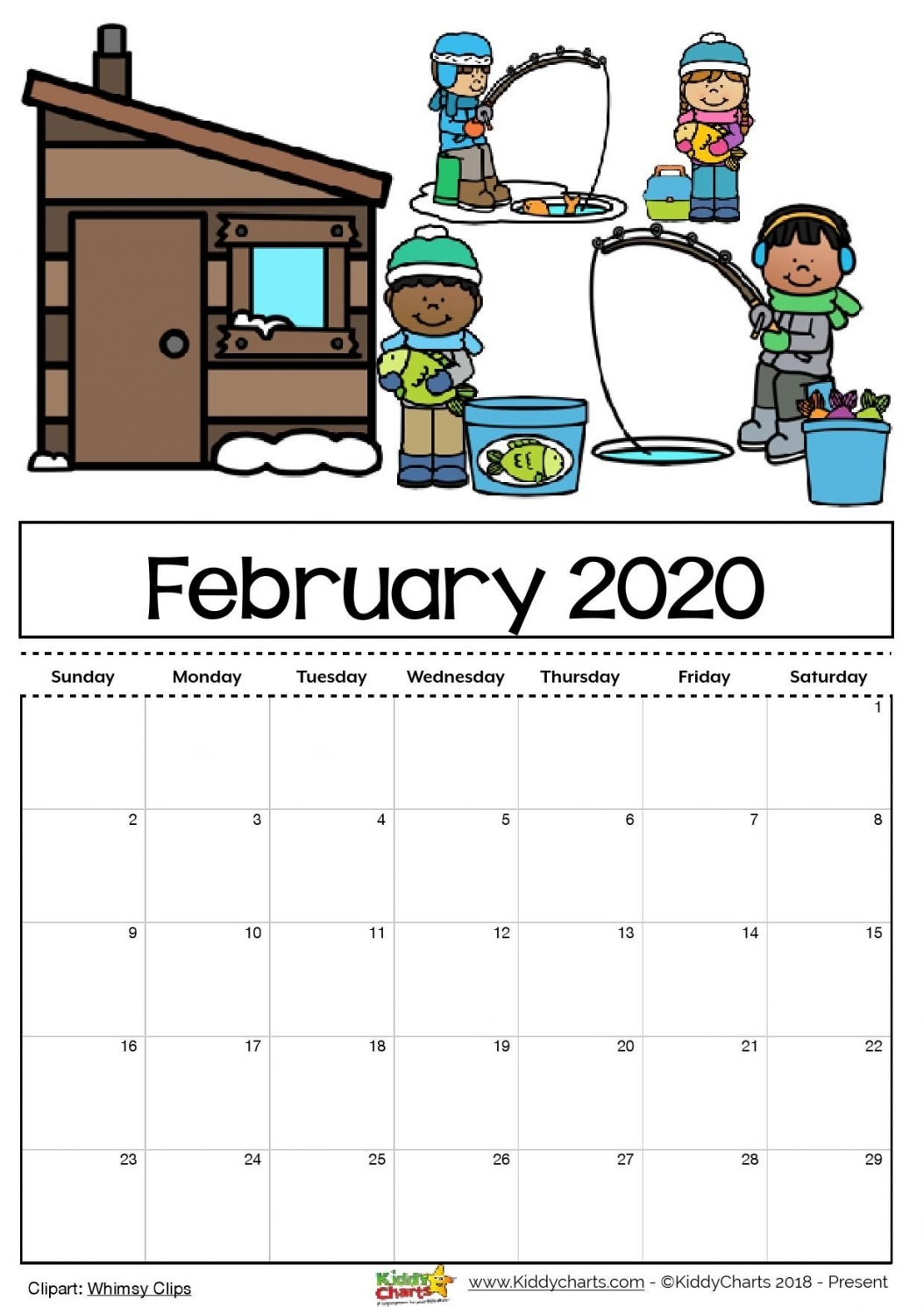 Blank Calendar 2020 For Kids