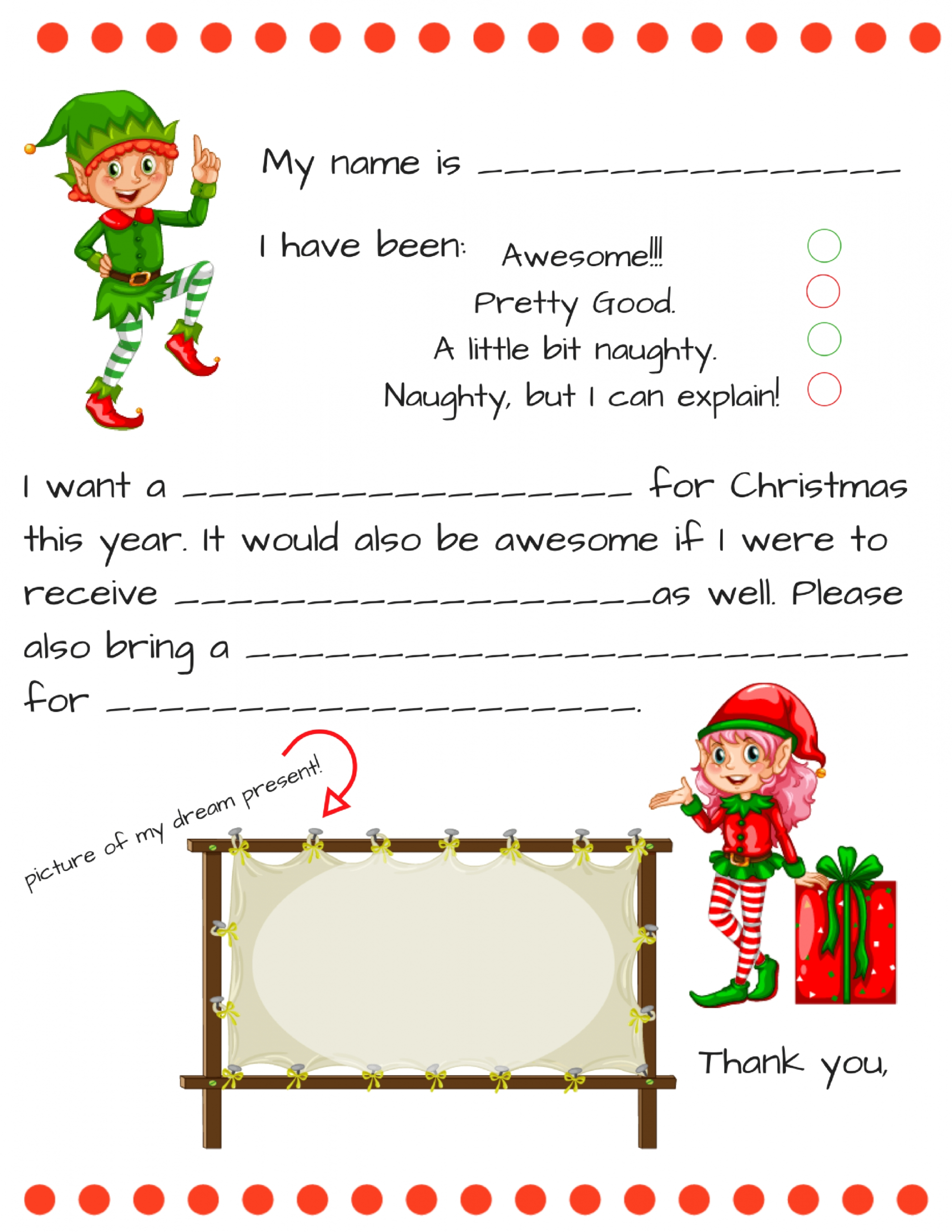 Printable Dear Santa Letters