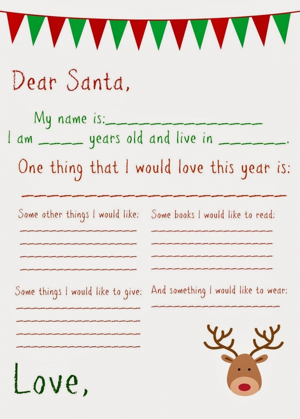 Free Printable Dear Santa Letter Templates