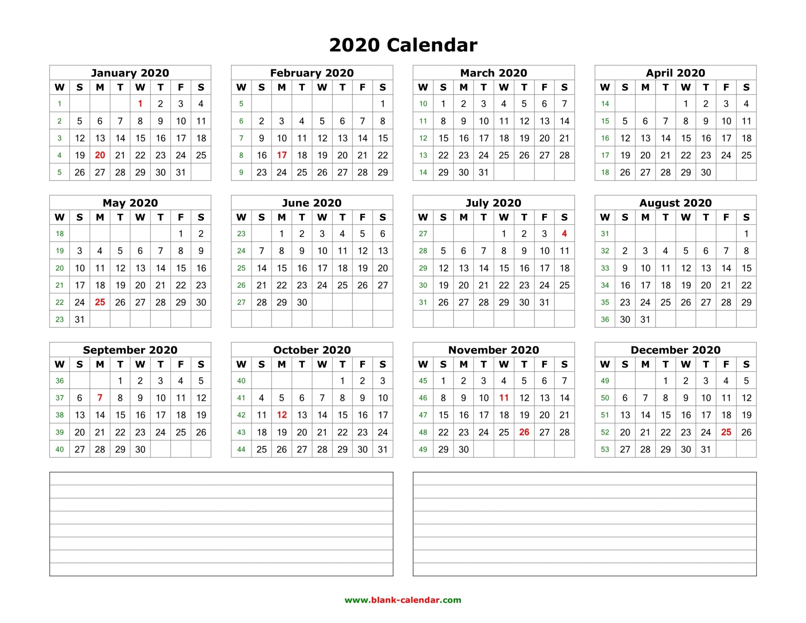 2 Week Blank Calendar 2020 Printable 2 Week Blank Calendar 2020 Printable