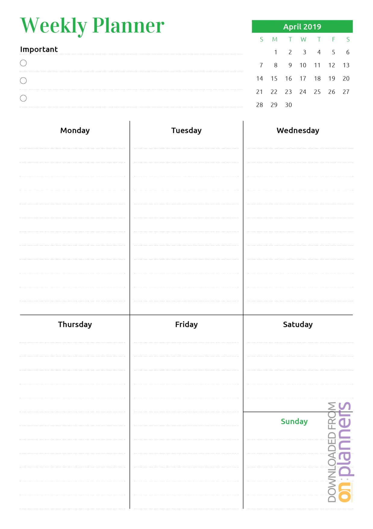 Calendar Week At A Glance Printable